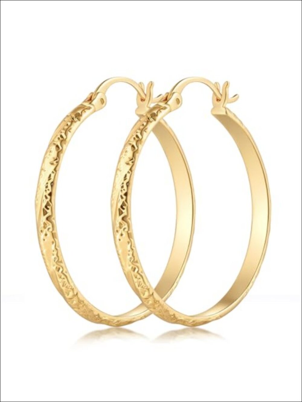 14K Gold Plated Hoop Earrings for Women Lever Back 30mm